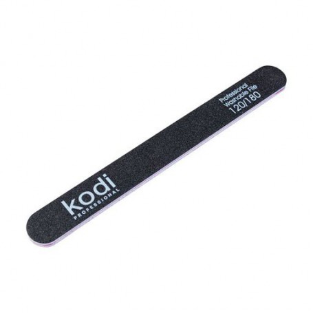 Пилка для ногтей Kodi Professional 120/180 грит прямая, черная, 178*19*4 мм