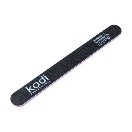 Пилка для ногтей Kodi Professional 150/150 грит прямая, черная, 178*19*4 мм