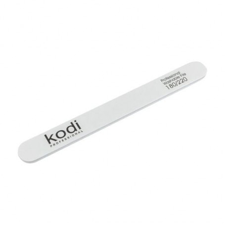 Пилка для ногтей Kodi Professional 180/220 грит прямая, белая, 178*19*4 мм