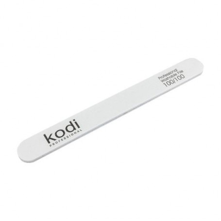 Пилка для ногтей Kodi Professional 100/100 грит прямая, белая, 178*19*4 мм