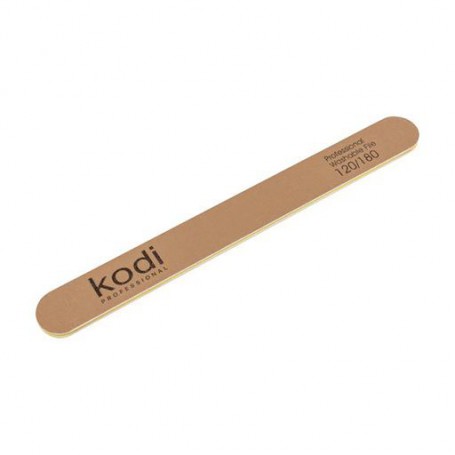 Пилка для ногтей Kodi Professional 120/180 грит прямая, золотая, 178*19*4 мм