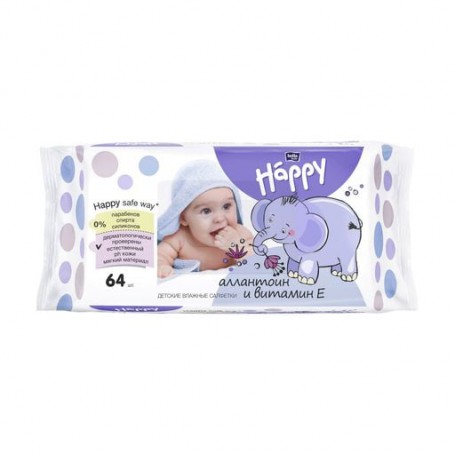 Детские влажные салфетки Bella Baby Happy с витамином Е и аллантоином, 64 шт
