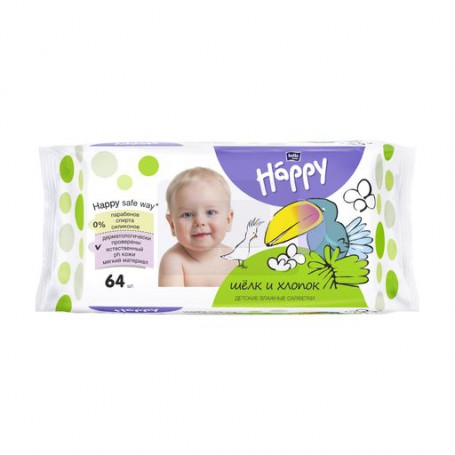 Детские влажные салфетки Bella Baby Happy Silk & Cotton, 64 шт