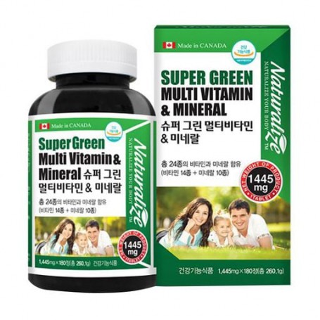 Пищевая добавка мультивитамины и минералы в таблетках Naturalize Super Green Multi Vitamin & Mineral, 180 шт