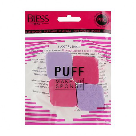 Набор спонжей для макияжа Bless Beauty Puff Make Up Sponge 4 в 1, мини ромб, розово/фиолетовые, 4 шт