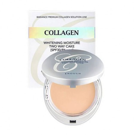 Компактная пудра для лица Enough Collagen 3 in 1 Whitening Moisture Two Way Cake SPF 28 PA++, со сменным блоком, 13, 2*13 г