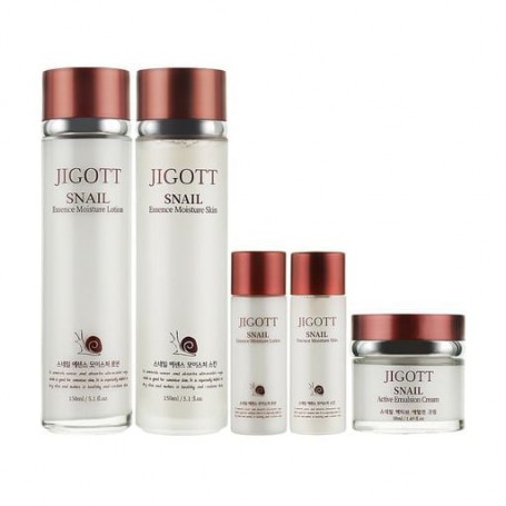 Набор для лица Jigott Snail Moisture Skin Care 3 Set с муцином улитки (тонер, 150 мл + лосьон, 150 мл + крем, 50 мл + тонер, 30 