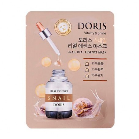 Ампульная тканевая маска для лица Doris Snail Real Essence Mask с экстрактом слизи улитки, 25 мл