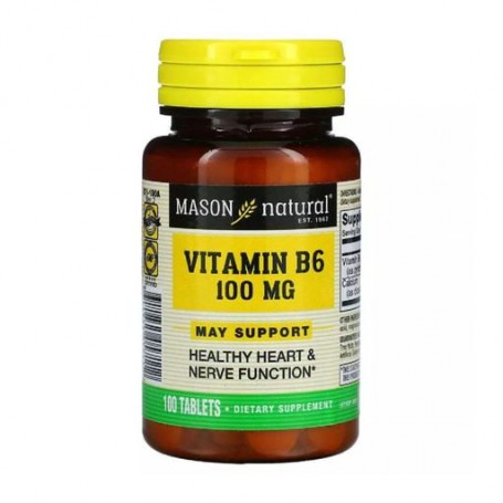 Пищевая добавка витамины в таблетках Mason Natural Vitamin B6 Витамин B6 100 мг, 100 шт