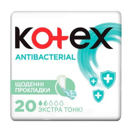 Ежедневные прокладки Kotex Antibacterial Extra Thin Экстра тонкие, 20 шт