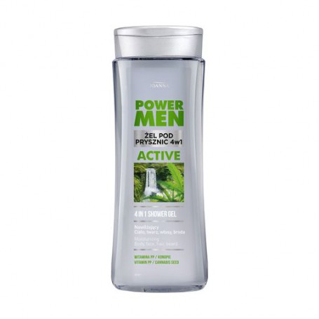 Мужской гель для душа и шампунь 4 в 1 Joanna Power Men Active с каннабисом, 300 мл