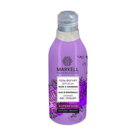 Гель-йогурт для душа Markell Cosmetics Superfood Gel-Yogurt Shower Асаи и ежевика, 380 мл