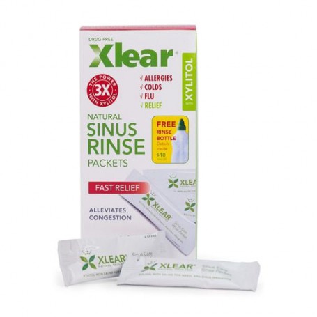 Натуральное солевое средство для промывания носовых пазух Xlear Natural Sinus Rinse с ксилитом, 50 сменных пакетиков