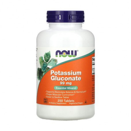 Пищевая добавка в таблетках Now Foods Potassium Gluconate Глюконат калия 99 мг, 250 шт