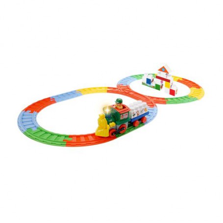 Игровой набор с конструктором и железной дорогой Kiddieland Паровозик с животными, с 1.5 лет (61853)