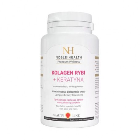 Пищевая добавка в капсулах Noble Health Collagen + Ceratin, Коллаген + кератин, комплекс для ухода за волосами, кожей и ногтями,