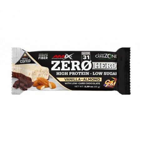 Протеиновый батончик Amix Nutrition Low Carb Zero Hero Protein 31% Bar Ваниль и миндаль, 65 г