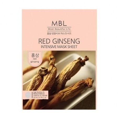 Тканевая маска для лица MBL Red Ginseng Intensive Mask Sheet Омолаживающая, с красным женьшенем, 23 мл