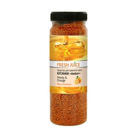 Средство для принятия ванн Fresh Juice Бусинки Amber Мед и апельсин, 450 г