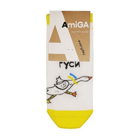 Носки женские AmiGA укороченные Боевые гуси, размер 23-25