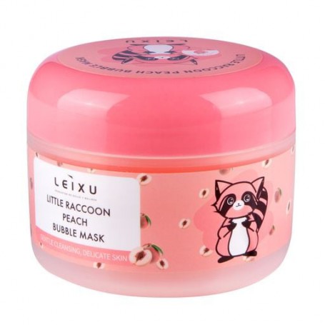 Очищающая пузырьковая кислородная маска для лица Leixu Little Raccoon Peach Bubble Mask с экстрактом персика, 100 г