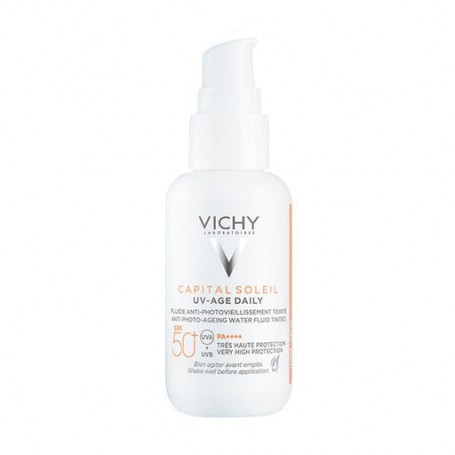 Солнцезащитный невесомый флюид Vichy Capital Soleil UV-Age Daily SPF50+ против признаков фотостарения кожи лица, 40 мл