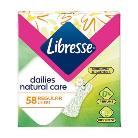 Ежедневные прокладки Libresse Dailies Natural Care Regular с алоэ вера и ромашкой, 58 шт