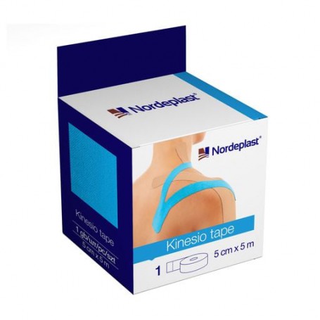 Кинезио тейп медицинский пластырь Nordeplast Kinesio Tape синий, 5 см*5 м