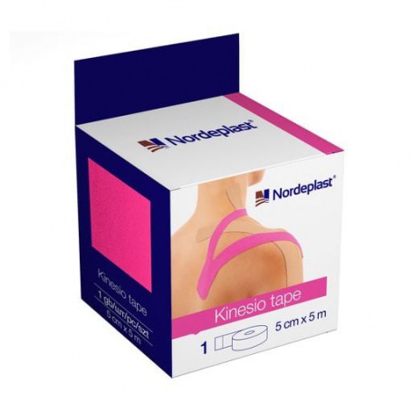 Кинезио тейп медицинский пластырь Nordeplast Kinesio Tape розовый, 5 см*5 м
