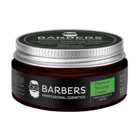Мужской крем для бритья Barbers Premium Shaving Cream с тонизирующим эффектом, с черным перцем и ветивером, 100 мл
