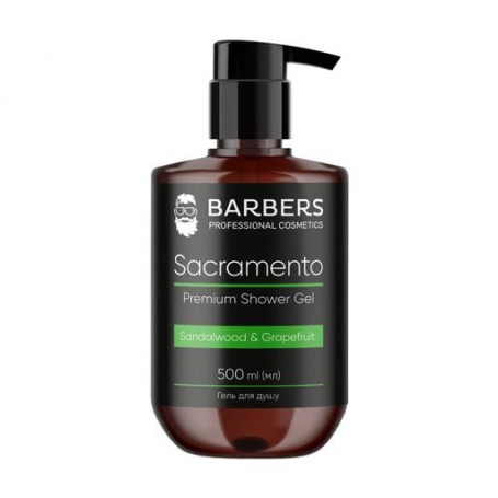 Мужской гель для душа Barbers Sacramento Premium Shower Gel с сандалом и грейпфрутом, 500 мл