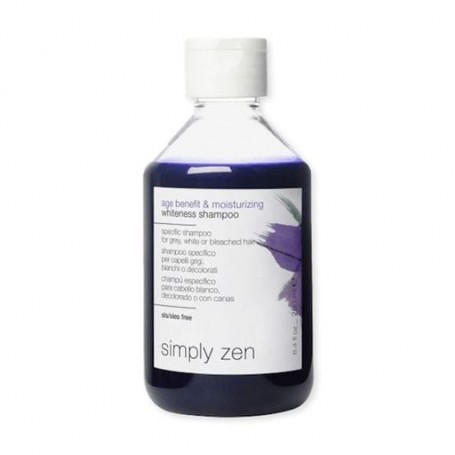 Антижелтый шампунь Simply Zen Age Benefit & Moisturizing Whiteness Shampoo для светлых и седых волос, 250 мл