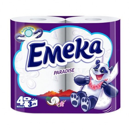 Туалетная бумага Emeka Paradise, 3-слойная, белая, 135 отрывов, 4 шт