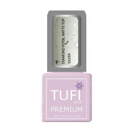 Матовый топ для гель-лака Tufi Profi Premium Diamond Potal Matte Top с поталью и шиммером