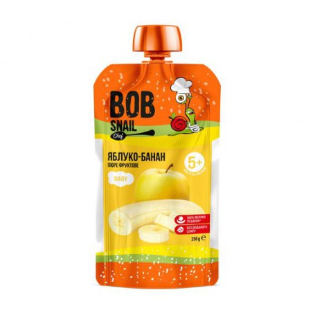 Шеф-пюре Bob Snail Яблоко-банан, от 5 месяцев, 250 г