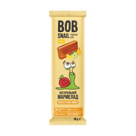 Натуральный мармелад Bob Snail Яблоко-груша-лимон, квадратный, 38 г