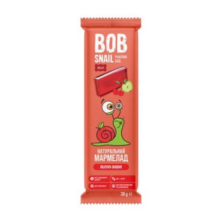 Натуральный мармелад Bob Snail Яблоко-вишня, квадратный, 38 г