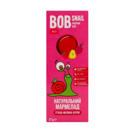 Натуральный мармелад Bob Snail Груша-малина-свекла, 27 г