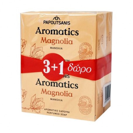Твердое мыло Papoutsanis Aromatics Магнолия, 4*100 г