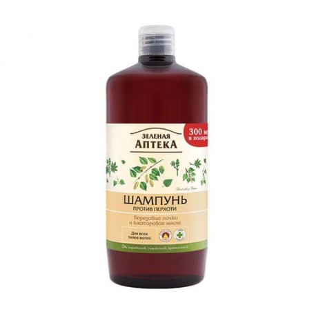 Шампунь Зеленая Аптека Березовые почки и касторовое масло, против перхоти, для всех типов волос, 1 л