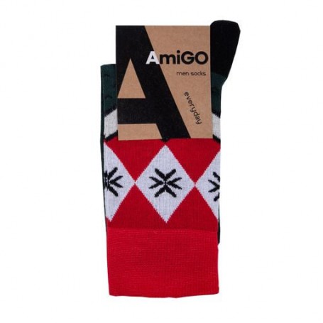 Носки мужские AmiGO геометрия, темно-зеленые, размер 27