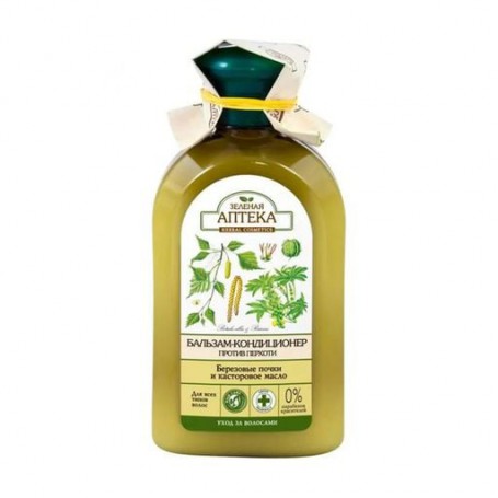 Бальзам-кондиционер против перхоти Зеленая аптека Березовые почки и касторовое масло, для всех типов волос, 300 мл