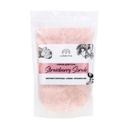Скраб для тела Lunnitsa Strawberry Scrub Экстракт клубники, оливы, витамины A, E, F, 400 г