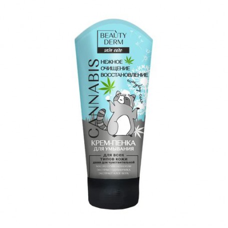 Крем-пенка для умывания Beauty Derm Skin Care Cannabis Нежное очищение и восстановление, для всех типов кожи, 150 мл