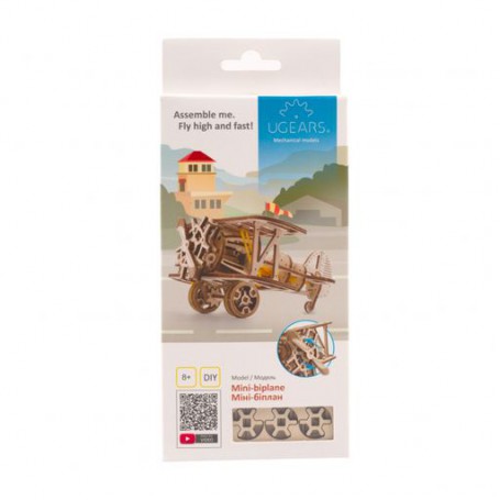 3D деревянный конструктор Ukrainian Gears Мини-биплан, 84 детали (70159)