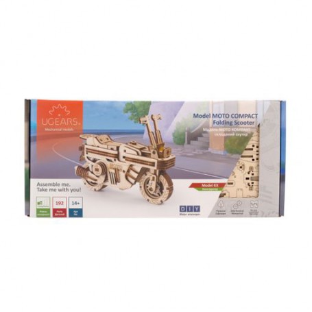 3D деревянный конструктор Ukrainian Gears Складной скутер, 192 детали (70168)