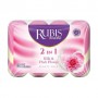 Твердое мыло Rubis 2 in 1 Milk & Pink Flower Beauty Soap Молоко и розовый цветок, 4*90 г (экопак)