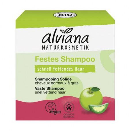 Твердый шампунь для волос alviana Naturkosmetik Organic Solid Shampoo с яблоком, 60 г