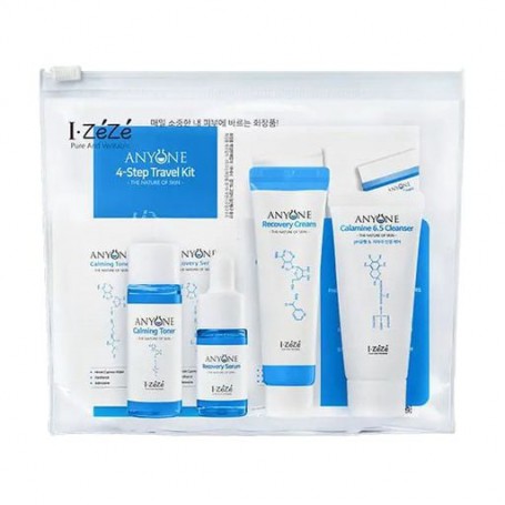 Набор миниатюр для лица IZEZE Anyone Miniature Care Travel Kit (гель для умывания, 30 мл + тоник, 30 мл + сыворотка, 10 мл + кре