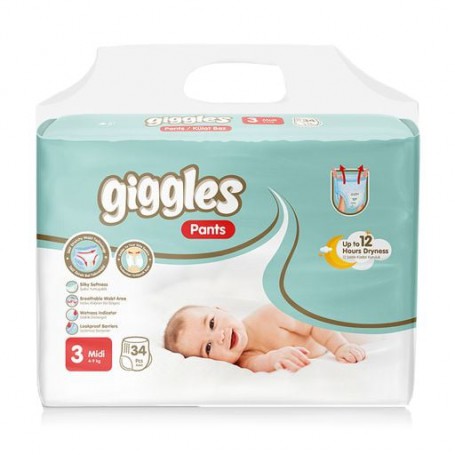 Подгузники-трусики Giggles Pants Midi размер 3 (4-9 кг), 34 шт